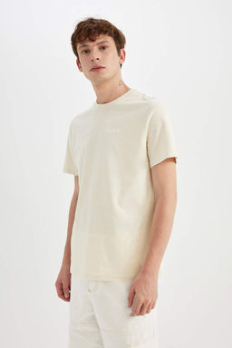 Футболка стандартного кроя с круглым вырезом и короткими рукавами с принтом - Defacto фото 3