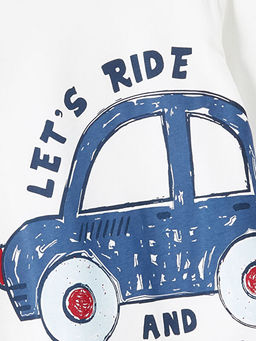 Bisiklet Yaka Bask?l? Erkek Bebek Pijama Tak?m? 2li