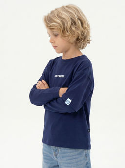 Лонгслив с принтом для мальчика с подзорным рукавом 22-7680 черный - Mini maxi фото 11