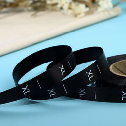 Цена за 2 шт. Размерник сатиновый, XL, 1000 шт, 12 мм, 30 м, цвет чёрный