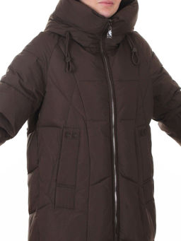 8855 BROWN Пальто зимнее женское (200 гр. холлофайбер)