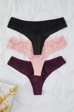 Pembe-Cok Renkli 3lu Micro Bask?l? Tanga Kulot THMAW26KU00042 - Trendyolmilla фото 3