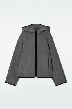 CHAQUETA DE LANA CON CAPUCHA DE DOBLE FAZ