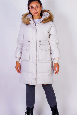 Зимняя удлиненная парка с капюшоном натуральный мех арт.617