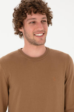 Erkek Slim Fit Bisiklet Yaka Camel Basic Kazak - U.s. polo assn фото 2