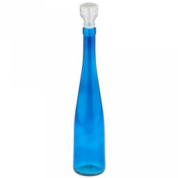 Графин-штоф стеклянный "Рокса" 0,5л, д7см, h37см, с пробкой, "Скандик", лазурный (Россия)