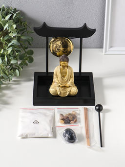 Сад Дзен "Будда в розовом, медитация у гонга" песок+камни+аромапалочки 13,2х15х16 см