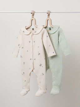 К 6538-2уп/зайчата на полянке,голубика и цветы набор комбинезон (слип) яс