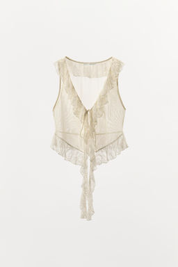 TOP COMBINADO ENCAJE VOLANTES / Crudo - Zara фото 7