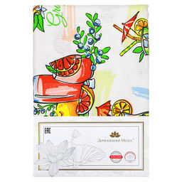 Скатерть 150х145см Лимонад, длина стола до 110см, на 4 персоны, хлопок Комфорт 171г/м2, упаковка классическая, пакет ПВХ 28х41см, Домашняя мода (Россия)  фото 5