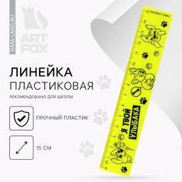 Цена за 6 шт. Линейка пластиковая 15 см «Я твой улыбака», неоновый корпус