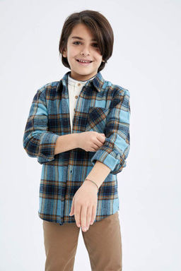Фланелевая рубашка с длинным рукавом для мальчика - Defacto фото 4