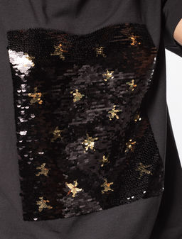 VILATTE / Футболка из премиального хлопка с авторским принтом пайетками  фото 9