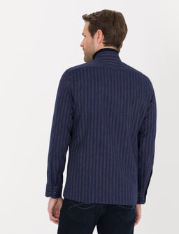 Lacivert Slim Fit Uzun Kollu G_mlek