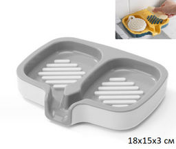 Мыльница двойная / М2711 /уп 90/ бело-серая