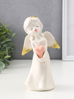Фигурка керамика Ангел поющий с сердцем, 10.5?6.5?18 см