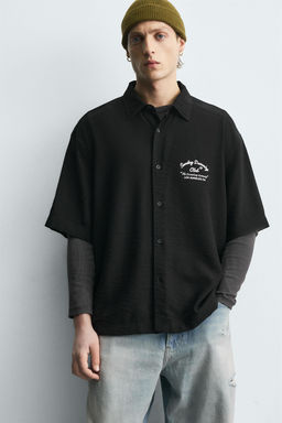 CAMISA FLUIDA BORDADO / Negro