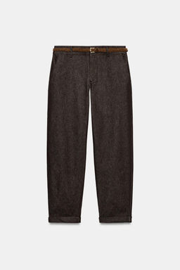 PANTAL?N CHINO CINTUR?N TRENZADO / Marr?n