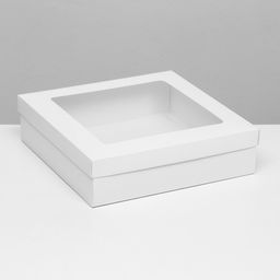 Цена за 5 шт. Коробка складная, крышка-дно, с окном, белая, 30 х 30 х 8 см