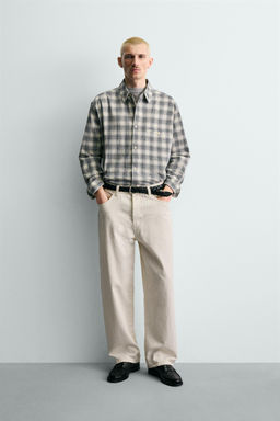 CAMISA BOXY FIT CUADROS / Azul