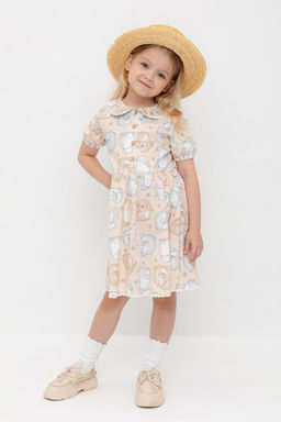 КР 5932-1/песчаный,зайчики и ромашки к563 платье для дев