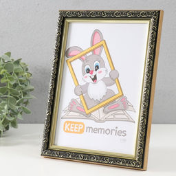 Фоторамка пластик "Винтаж" 15х21 см, черный с золотом (стекло)