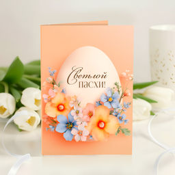 Открытка 4 шоколадки "Светлой Пасхи (яйцо с цветами)"