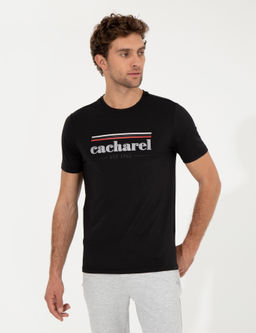 Siyah Bisiklet Yaka Regular Fit T-Shirt - Cacharel фото 4