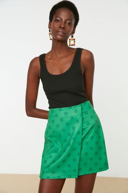 Siyah Fitted/Vucuda Oturan Havuz Yaka Fitilli Esnek Orme Atlet TWOSS22AL0042