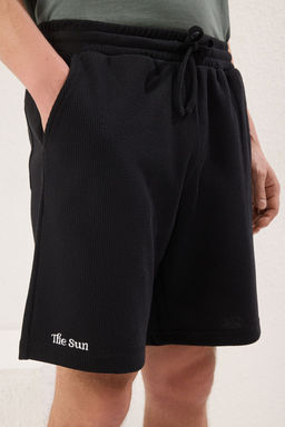 TRENDYOL MAN Siyah Oversize/Genis Kesim Dokulu Nak?sl? Sort & Bermuda TMNSS25SR00044 - Trendyolmilla фото 4