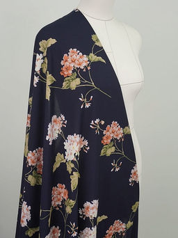 Штапель Ароматная гортензия цв.чернильный, ш.1.45м, вискоза-100%, 105гр/м.кв - Купава фото 4