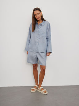 Рубашка короткая S021_BBMNG/Бежево-голубой меланж - YPSILON фото 2