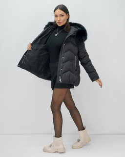 Куртка зимняя женская с мехом и капюшоном тренд черного цвета 7759Ch Бренд: Visdeer - Mtforce фото 11