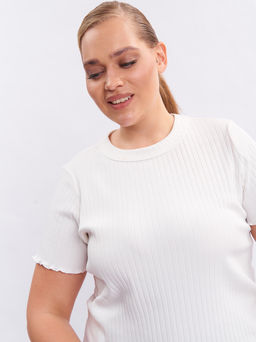 Футболка в рубчик FU25002WHT03