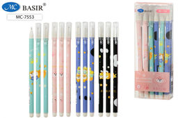 Цена за 5 шт. Ручка шар. "Кошка" (MC-7553) синяя, 0,7мм, цветной корпус с рисунком, в ассорт.