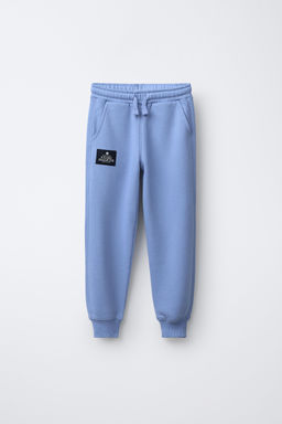 PANTAL?N FELPA JOGGING ETIQUETA / Azul claro