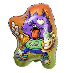 Цена за 5 шт. Воздушный шар фольгированный 24" «Монстр фиолетовый», фигура