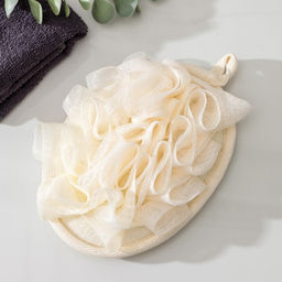 Цена за 2 шт. Мочалка для тела массажная со скрабером Доляна «Афродита», 11×16 см, бежевая