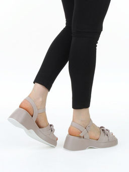 08-XL693-3 GRAY/BEIGE Босоножки женские (натуральная кожа)