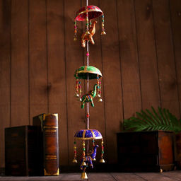 Интерьерная подвеска с колокольчиками Слонята 15х15х71 см