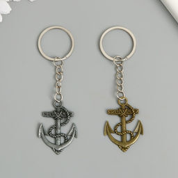 Цена за 12 шт. Металлический брелок для ключей на кольце «Якорь и веревка», 4×3 см, МИКС