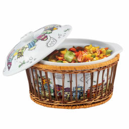 Кастрюля керамическая для запекания 1.8л (24*21*12см) с ротанговой корзинкой (6301) - Kamille фото 6