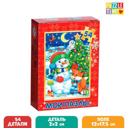 Цена за 2 шт. Пазл детский «Снеговик и лисёнок», 54 элемента
