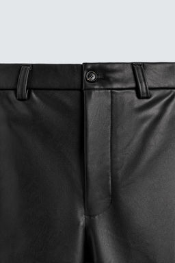 RELAXED FIT LEATHER EFFECT TROUSERS - Zara фото 19