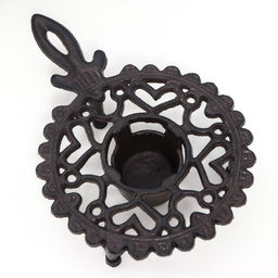 Подставка для подогрева на греющей свече на 1 свечу чугун «Сердечки», с ручкой, подсвечник на 1 свечу, чугун, 4×14.5×21.5 см