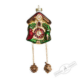 Часы-ходики с шишками (стекло) 7,5х4х11 см