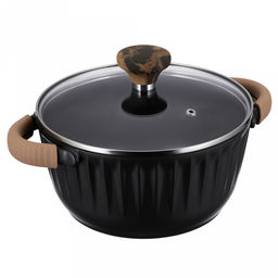 Кастрюля с антипригарным покрытием Fiamma 4,6л, д24см, h18см, s1,6мм, дно s4,5мм, литой алюминий, стеклянная крышка, пароотвод, бакелитовая ручка с покрытием soft-touch, силиконовые съемные ручки-прихватки, капсульное дно, цветная коробка, Regen