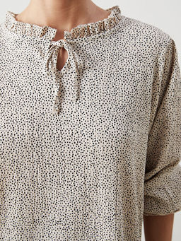 Ba?lamal? Yaka Desenli Kad?n Bluz