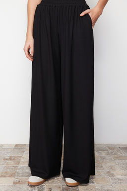 TRENDYOLMILLA Siyah Wide Leg Fitilli Esnek Orme Pantolon TWOSS24PL00075 фото 4