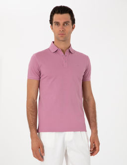 Koyu Gri Slim Fit Polo Yaka Pamuklu Basic T-shirt